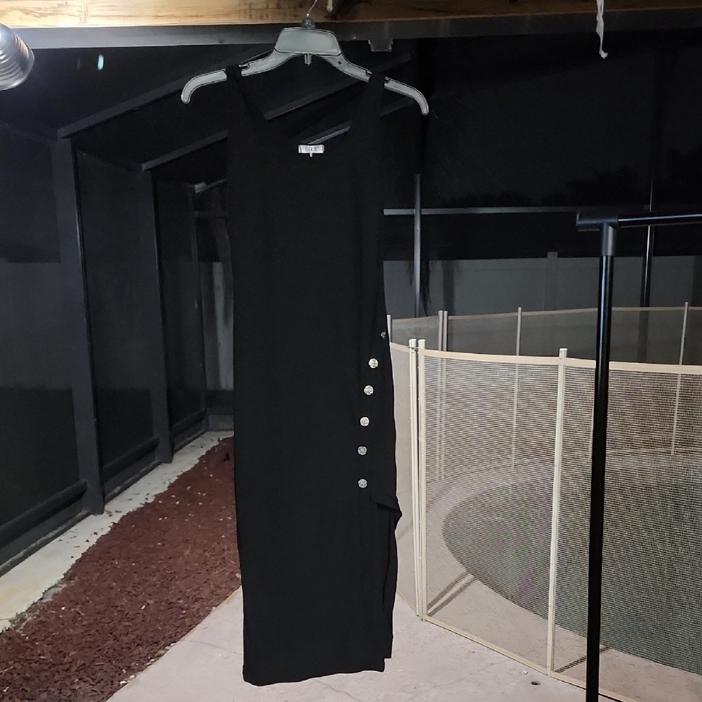 Black Asymmetrical Sheath Dress Scoop Neck